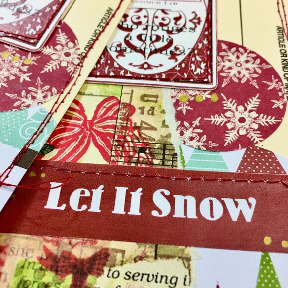 Christmas Junk Journal Tag Ephemera Lot 10 mq Handmade Sewn Scrapbook Embellishm - Picture 8 of 10